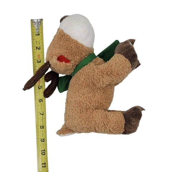 Carter's Christmas Reindeer Plush Brown 9" Antlers Green Scarf Red Ears Floppy - Picture 11 of 11